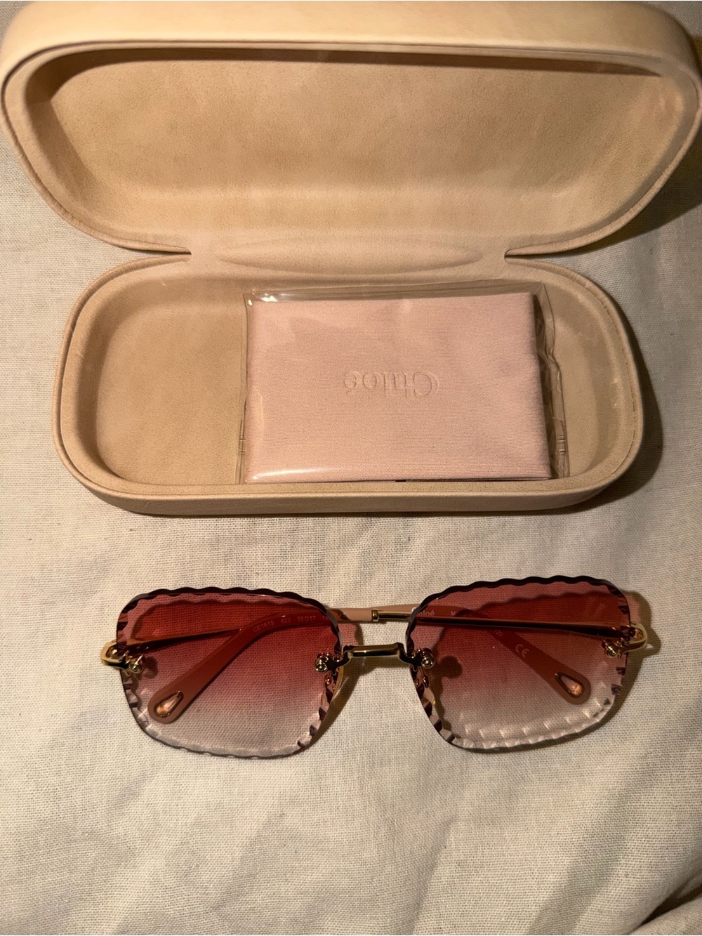Chloe Scalloped Rim Sunglasses with Gold